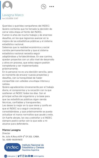 La carta de Lavagna para anunciar su renuncia