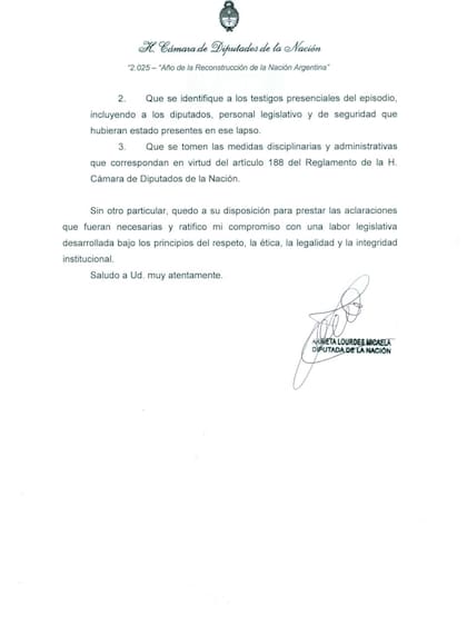 La carta de Lourdes Arrieta a Martín Menem