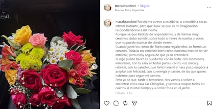 La carta de Macarena a dos semanas de la muerte de Luis Brandoni