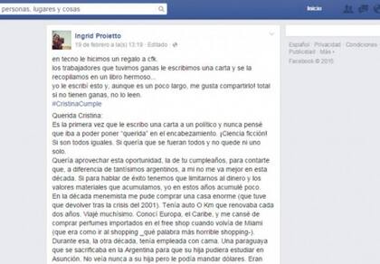 La carta de una periodista a Cristina que genero polémica en las redes