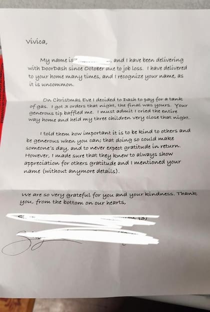 La carta que el trabajador le envió a su clienta