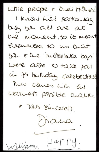 La carta que la princesa Diana le envió a un oficial de la Policía Metropolitana en 1989