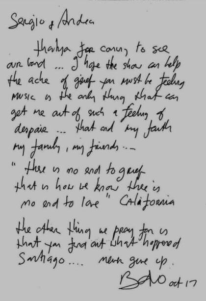 La carta que le escribió Bono a la familia de Santiago Maldonado