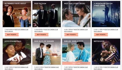 La cartelera en Rooftop Cinema Club