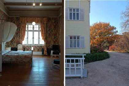 La casa conserva algunos de sus famosos empapelados con motivos del Arts & Craft impresos a mano, con arpillera detrás. Por ejemplo, en el cuarto de Victoria.