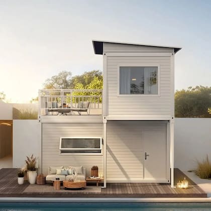 La casa de dos pisos que se vende en Walmart se puede instalar en menos de cinco días (Walmart)