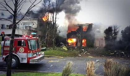 La casa de la familia Blaisten, en una de las lenguas de La Isla, quedó totalmente destruida por el fuego tras el impacto del avión