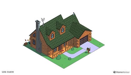 La casa de Los Simpson con estilo cabaña de madera, según Home Advisor.