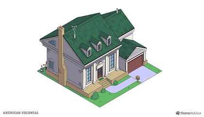 La casa de Los Simpson con estilo colonial, según Home Advisor.