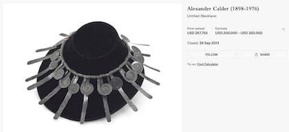 La casa de subastas Christie's vendió la valiosa pieza del escultor estadounidense Alexander Calder