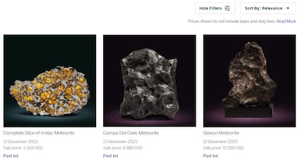 La casa de subastas ha vendido meteoritos con valores desde un par de miles de dólares hasta los millones de dólares. Foto: Sotheby's