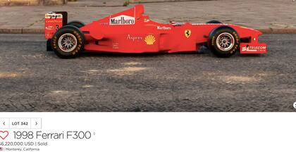La casa de subastas Sotheby's sacó a la venta un vehículo histórico de la F1 y lo vendió por más de seis millones de dólares