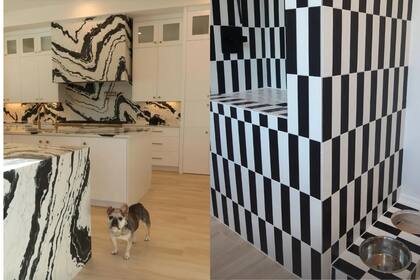 La casa incorpora un cuarto exclusivo para los perros, con materiales que continúan la estética de la piscina