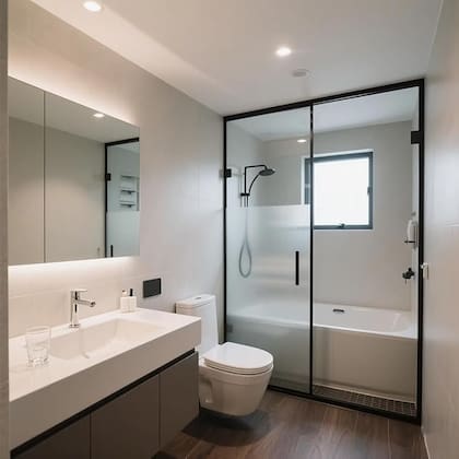 La casa prefabricada de estilo rústico cuenta con baño completo preinstalado (Amazon)