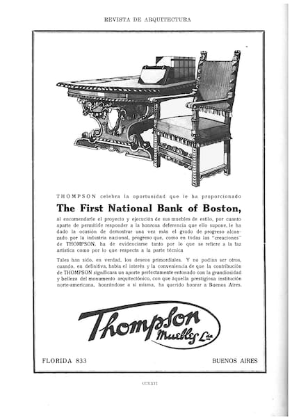 La casa Thompson agradecía al Boston la elección como proveedor de su mobiliario.