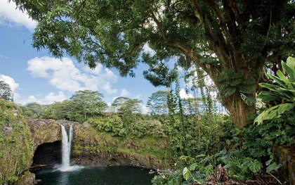 La cascada Rainbow (arcoíris). Se la descubre cerca de Hilo, al este de la Big Island