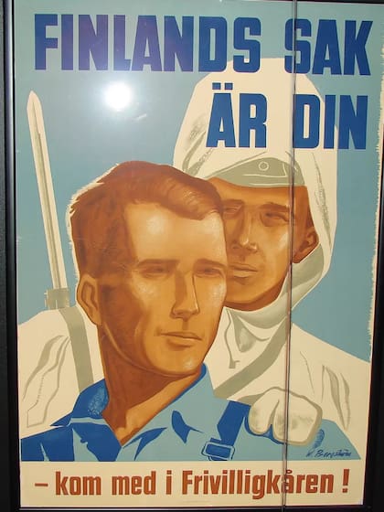 "La causa de Finlandia es tuya": afiche de reclutamiento del Cuerpo de Voluntarios Suecos