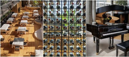 La cava de vinos de las propias bodegas y el piano de cola, dos ejes de la propuesta