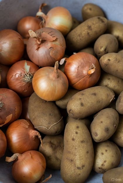 La cebolla y la papa son dos grandes aliadas en la cocina (Foto: Grok)