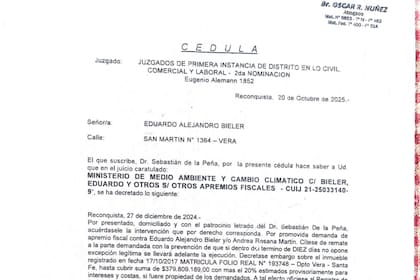 La cédula de notificación que recibió el productor