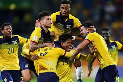 La celebración de Ecuador tras el gol
