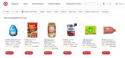 La cena de Acción de Gracias de Target ya está disponible en su sitio web (Target)