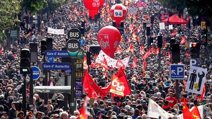 La central comunista CGT movilizó ayer a miles de trabajadores en París