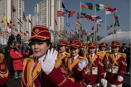 La ceremonia de bienvenida a los atletas de Corea del Norte, en Pyeongchang