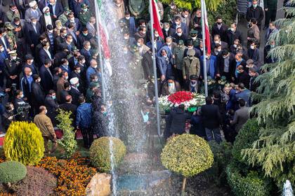 La ceremonia fnebre del cientfico nuclear asesinado Mohsen Fakhrizadeh, hoy en la capital de Irn, Tehern