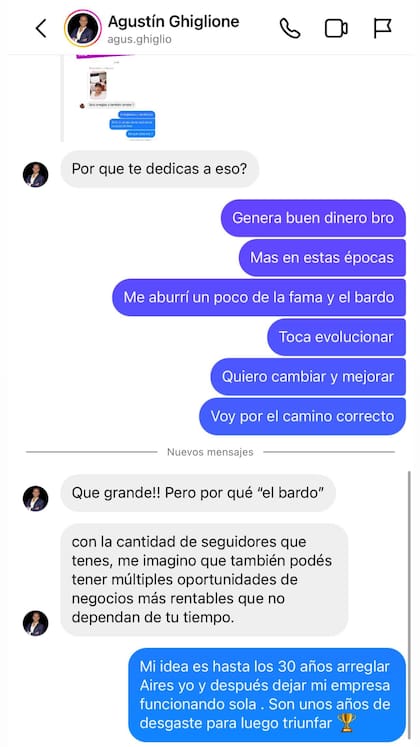 La charla entre Yao Cabrera y un cliente por Instagram