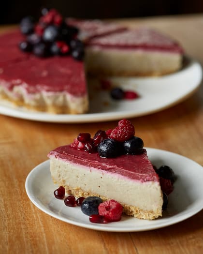 La cheesecake raw de Bio puede comerse en el local o encargarse entera.