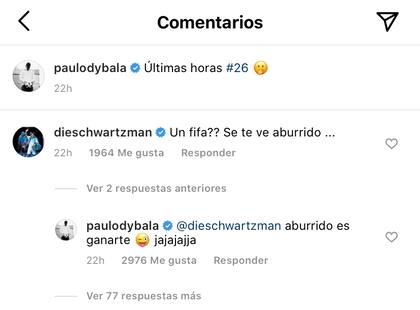 La chicana de Paulo Dybala al Peque Schwartzman. Crédito: Instagram