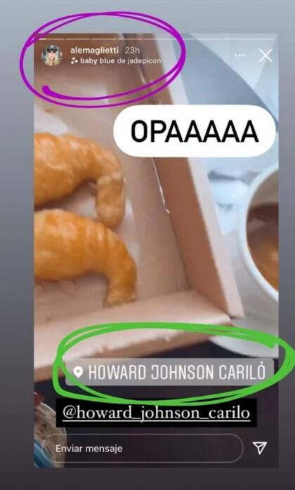 La influencer notó que Alejandra Maglietti estuvo en el mismo hotel de Cariló (Instagram)