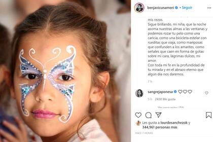 La China Suárez acompañó con un mensaje a su ex, que recordó con un emotivo posteo a su hija Blanca, a 9 años de su fallecimiento