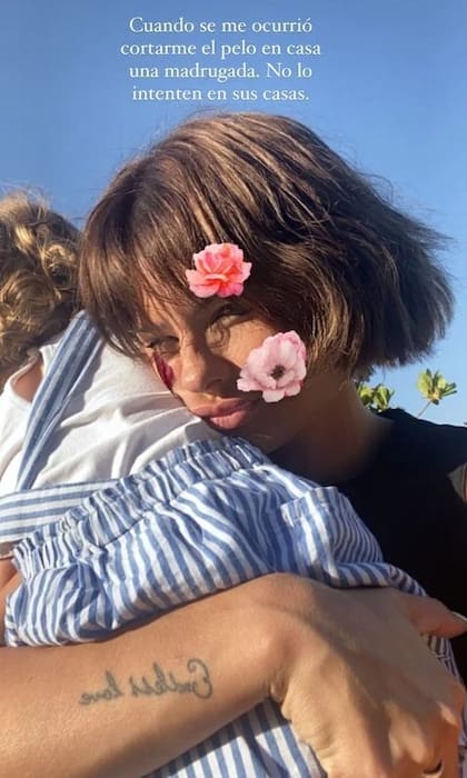 La China Suárez optó por cortarse su propio pelo de madrugada