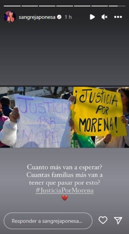 La China Suárez se manifestó tras la muerte de Morena