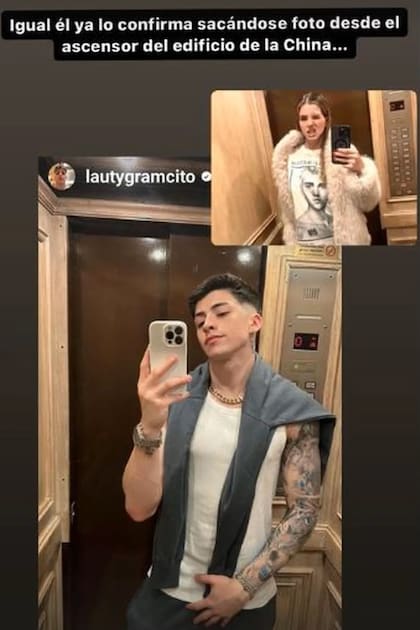 La China Suárez y Lauty Gram posaron frente al mismo espejo y en el mismo ascensor: las primeras pruebas de romance