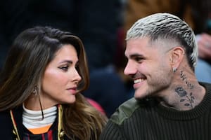 La China Suárez y Mauro Icardi en un partido del Galatasaray