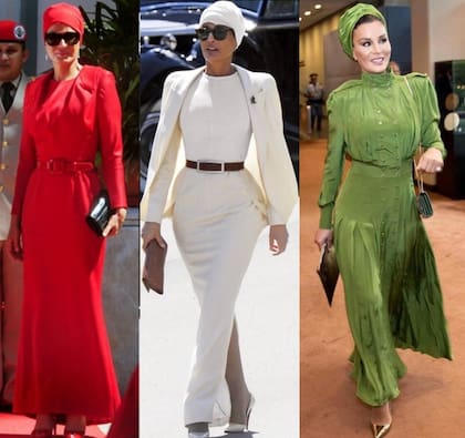 La cintura bien marcada, la cabeza siempre cubierta y stilettos, algunas de las claves de estilo de Sheikha Mozah