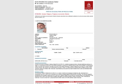 La circular roja de Interpol contra Guillermo Boscán Bracho