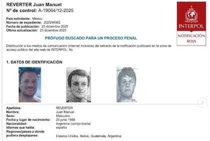 La circular roja de Interpol respecto del sospechoso