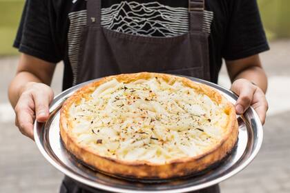 La clásica fugazzeta, al estilo de Chicago.