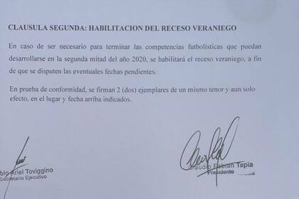 La cláusula del convenio marco entre Agremiados y AFA que posibilita la realización de partidos durante el receso veraniego.