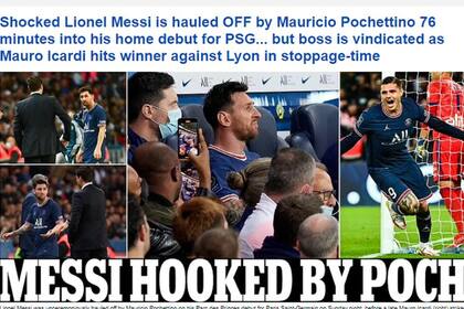 La cobertura de Daily Mail por la sustitución de Lionel Messi en el partido entre PSG y Lyon