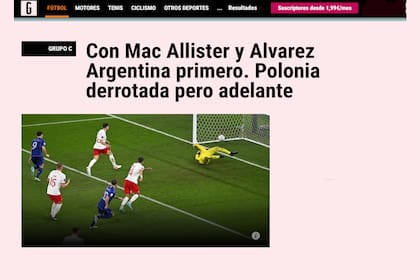 La cobertura de Gazzetta Dello Sport de la victoria de Argentina sobre Polonia