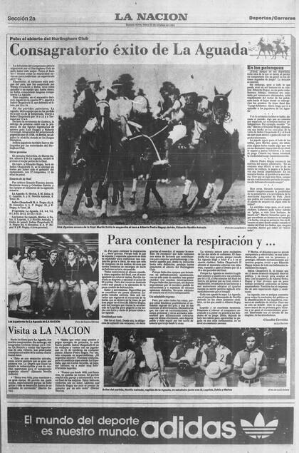 La cobertura de LA NACION de la final de Hurlingham 1986 que consagró a La Aguada