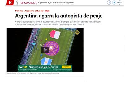 La cobertura de Marca de la victoria de Argentina sobre Polonia