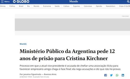 La cobertura de O Globo, de Brasil, tras el pedido del fiscal Luciani