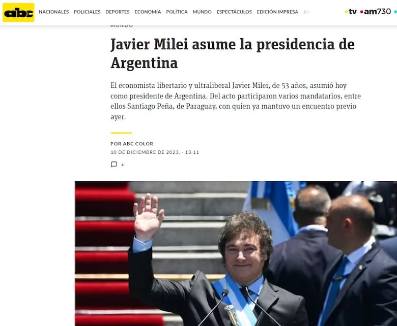“Punto de inflexión”: la reacción de los diarios del mundo sobre la asunción de Javier Milei