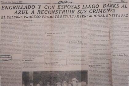 La cobertura del diario Crítica el 7 de julio de 1924, día que comenzó el juicio